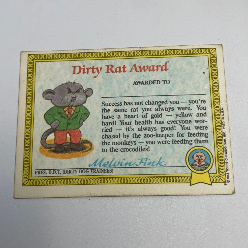 1985 Topps Garbage Pail Kids Series 1 Tee-Vee Stevie 10a Matte Back Card Sticker